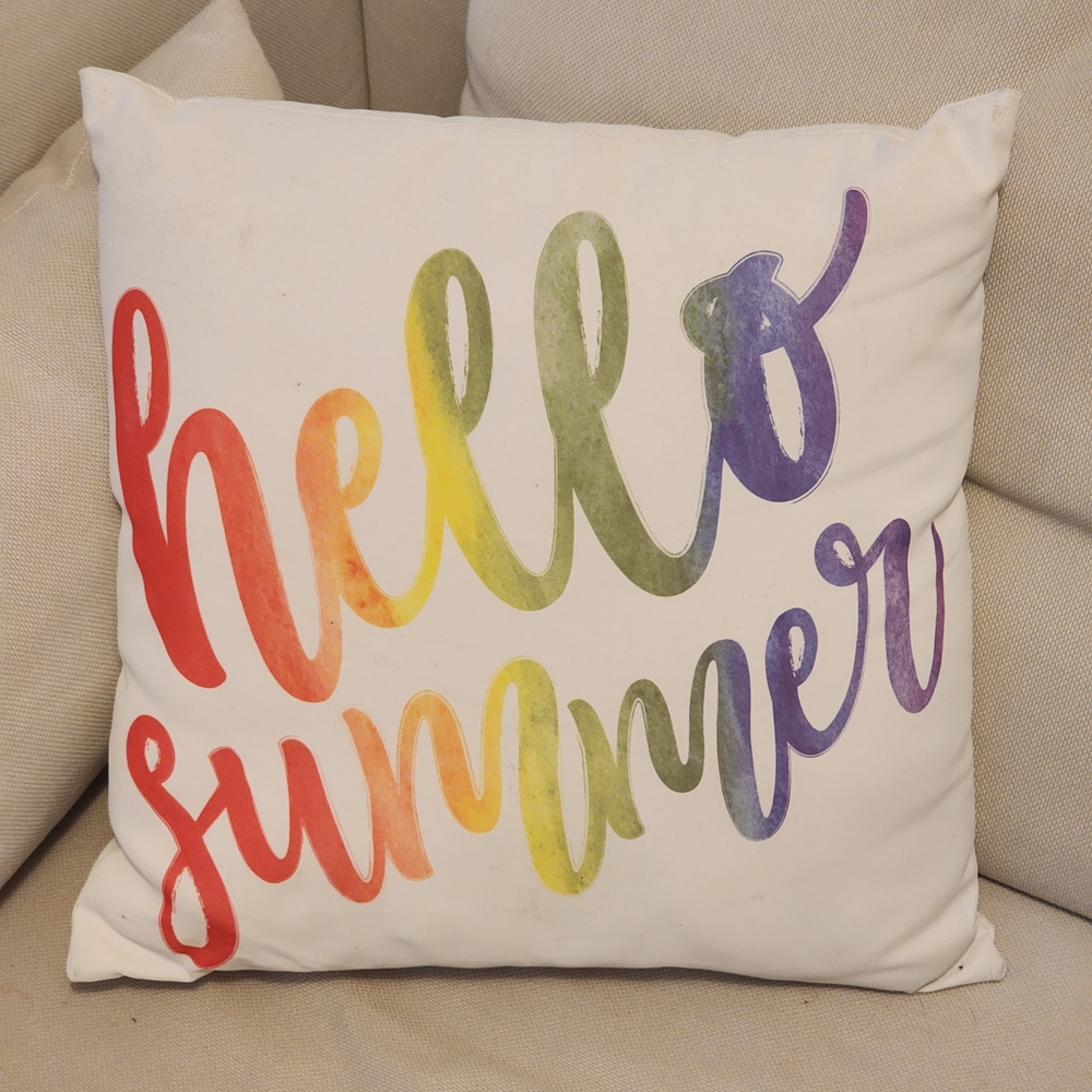 Colorful 'Hello Summer' Throw Pillow